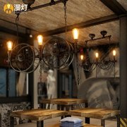 loft复古工业创意餐厅酒吧灯具美式吧台艺术车轮铁艺单头吊灯