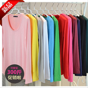 特价新品促销 加肥加大码胖MM200斤秋装女长袖打底衫莫代尔衫t恤