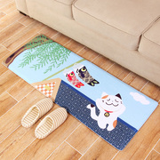 日式招财猫吸水防滑地垫，玻璃门门垫厨房地毯长条，卧室床边踩脚垫