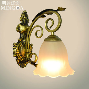 欧式美式铁艺壁灯简约现代田园镜前灯楼梯卧室床头灯过道墙壁灯具