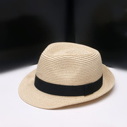 韩版春夏男女防晒草帽爵士帽，百搭小礼帽情侣，沙滩帽遮阳帽潮亲子帽
