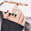 韩国唯美复古人造绿松石戒指女食指环戒子镀18K玫瑰金钛钢首饰品