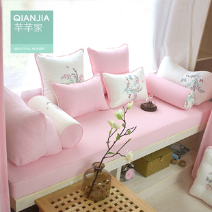 飘窗垫订做简约现代窗台垫韩式公主粉色卧室榻榻米垫子田园风