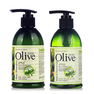 韩伊橄榄Olive洗发沐浴室洗护2件套装洗发水沐浴露营养