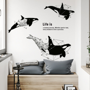 墙纸墙贴自粘创意几何贴纸鲸鱼贴画卧室床头背景装饰墙壁ins贴纸