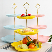瓷江湖陶瓷水果盘客厅创意现代糖果多层托盘零食点心盘三层干果盘