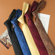 复古腰果男士领带6cm提花领带，花纹结婚新郎领带绅士晚宴领带
