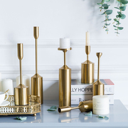 赫本家软装北欧现代美式样板房铜合金蜡烛烛台创意摆设摆件六件