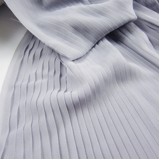 手工服装布料 银灰色风琴百褶压皱雪纺半身长裙连衣裙面料0.5排褶