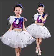 儿童现代舞演出服 幼儿园爵士舞表演服 女童舞蹈服装亮片蓬蓬纱裙