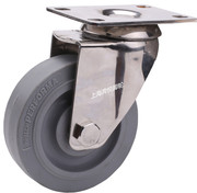 5寸304不锈钢中重型平板静音，灰橡胶万向轮刹车轮防锈手推车脚轮子
