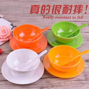 彩色塑料碗碟套装儿童甜品碗糖水碗仿瓷汤碗密胺饭碗小碗饭店碗
