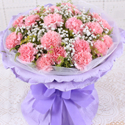 上海鲜花速递粉色康乃馨19朵花束，母亲节教师节重阳节送花花店买花