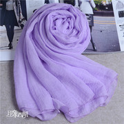 淡紫色韩国真丝丝巾桑蚕丝围巾女长款薄款春秋夏季披肩