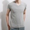 春夏季男士LYCRA莱卡棉纯色短袖V领T恤韩版修身打底衫