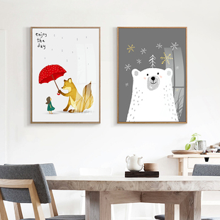 十字绣2023客厅线绣儿童房间小幅简单三联画卧室动物卡通可爱