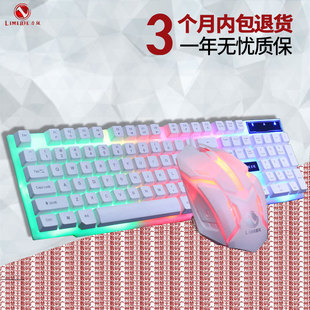 力美GTX300发光游戏键鼠套装CF吃鸡 LOL机械手感网吧字符发光键盘