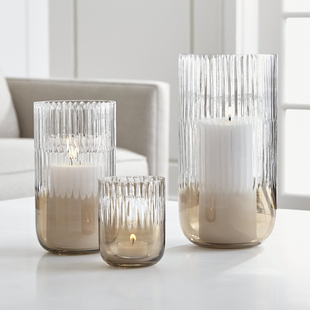 欧式烛台摆件家用浪漫蜡烛杯创意条纹氛围感餐桌家居蜡烛台装饰品