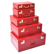 结婚皮箱红箱子结婚箱子结婚陪嫁箱手提密码箱，嫁妆箱官箱红色箱子