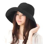 微疵日本夏季防紫外线棉麻大沿太阳帽女士遮阳帽子防晒渔夫帽