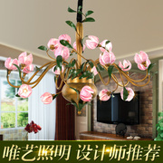 欧式田园花草铁艺客厅吊灯美式创意个性卧室餐厅花朵艺术灯具