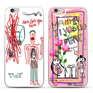iphone苹果5se/5c/6s/6plus手机壳保护套手绘涂鸦文艺个性搞怪女