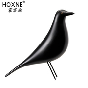 霍客森小鸟摆件装饰品隔架摆放物件工艺品玻璃钢黑白搭配个性创意