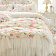 夏季蕾丝床单被套床上用品四件套，全棉纯棉公主风女生网红款床裙仙