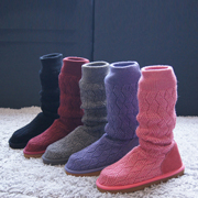 2021高筒羊毛线靴子编织女堆堆靴秋冬高品质经典好物圆头女鞋