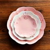 精美樱花粉色浮雕牛排盘圆盘餐盘果盘三款色