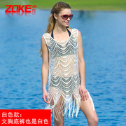 zoke比基尼三件套温泉泳，衣女小胸钢托聚拢镂空蕾丝罩衫117501370