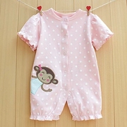 网红婴儿连体衣夏装女宝宝，纯棉哈衣短袖0-1岁3-6月新生儿衣服夏季