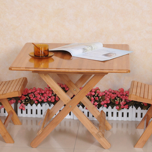 楠竹可折叠桌方桌简易餐桌休闲便携圆桌饭桌竹木小户型折叠学习桌
