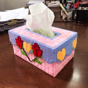 3d十字绣客厅手工diy纸巾盒，立体绣花卉，抽纸盒收纳盒画钻绣