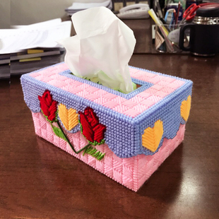 3D十字绣客厅手工DIY纸巾盒立体绣花卉抽纸盒收纳盒画钻绣