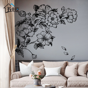 素描花朵壁纸自粘沙发，背景墙上贴画墙贴装饰客厅，卧室床头壁画贴纸