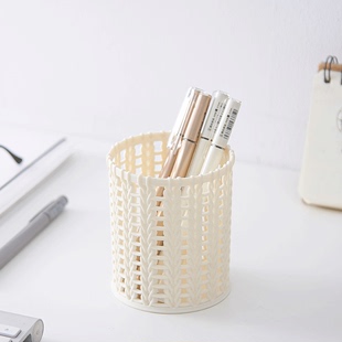 创意时尚韩国版小清新多功能收纳桶笔座笔筒办公文具用品学生镂空