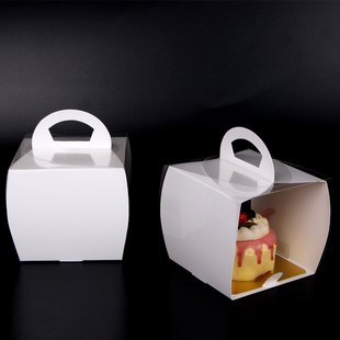  小蛋糕盒 手提慕西点盒烘焙包装盒正方形半透明 可定制lLOGO