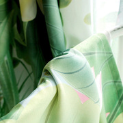 新中式中国风客厅卧室，窗帘布料成品全遮光飘窗纱帘2024年荷花