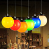 彩色餐厅吊灯单头个性时尚LED吧台三头组合圆球装饰灯非玻璃灯罩