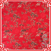 仿真丝团梅竹丝绸面料红木，家具坐垫靠垫，织锦缎布料仿古旗袍唐装布