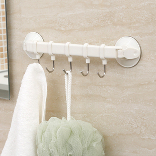 日本创意厨房浴室移动衣架毛巾架强力无痕吸盘，免钉挂钩挂架