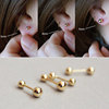 睡觉不用摘的韩国纯14k金耳环，金豆豆(金豆豆)双头圆球黄金螺丝耳骨小耳钉