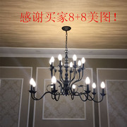 美式复古灯创意客厅灯现代简约楼梯双层轻奢法式蜡烛餐厅卧室吊灯