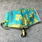 新自用经典世界地图伞全自动三折晴雨伞涂鸦个性清新创意伞包
