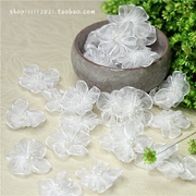 白色五瓣珍珠雪纱小花朵服装辅料胸花头饰发饰3元5枚