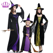 万圣节成人儿童女巫亲子女童舞台演出服装小女巫cos连衣裙送帽子