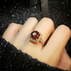黄水晶复古欧美轻奢网红时尚个性，潮玫瑰金食指(金食指，)夸张红色宝石戒指女