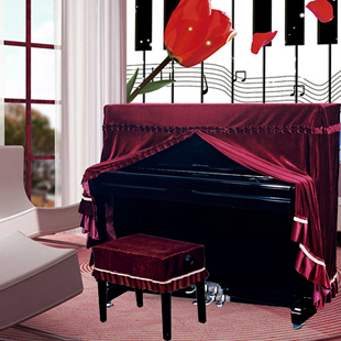 意大利加厚丝绒钢琴罩全罩布艺高档琴套防尘凳罩欧式简约现代