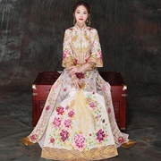 中式新娘嫁衣香槟色敬酒服龙凤褂复古结婚礼服秀禾服显瘦婚纱旗袍